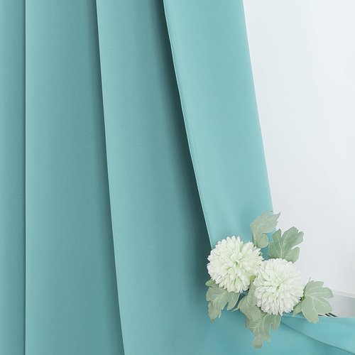 ChrisDowa Blackout Curtains - Thermal Insulated Room Darkening Grommet Panels, Aqua, 52 x 95 Inch (Set of 2)