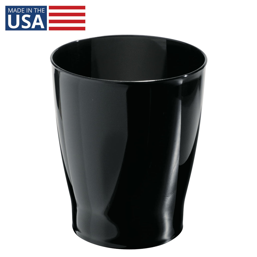 iDesign Small Round Bathroom Trash Can - Ideal for Bathroom or Office, Black, Made in USA