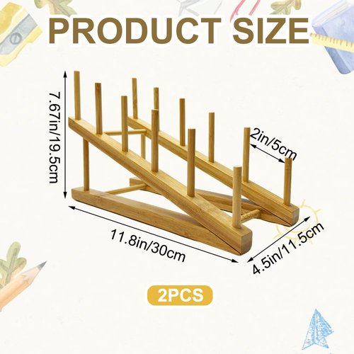 2 PCS Book Display Stand Holder, 5-Tier Wooden Kids Bookshelf, Toddler Book Rack Organizer for Magazines, Children Tabletop Book Display Shelves for Living Room Bedroom Home Office