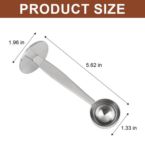 DFD 2-Inch-1 Coffee Scoops, 304 Stainless Steel Tablespoon Measure Spoon with Pressed Bottom for Coffee Bean Press Coffee Grinding Pressing（Silver15 ml）
