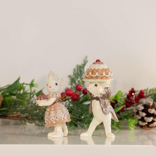 Braxio Gingerbread Mouse Figurine Set - Festive Christmas Decor for Tabletop & Tree | Collectible Holiday Ornaments