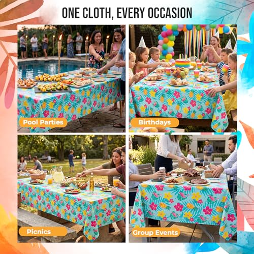 Summer Disposable Waterproof Tablecloth 2 Pack 54 x 108 Inches - Outdoor & Indoor Party Cover