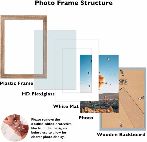 JCJMY A5 Picture Frame - Rustic Brown Wall Hanging & Tabletop Display for 4x6 Photos