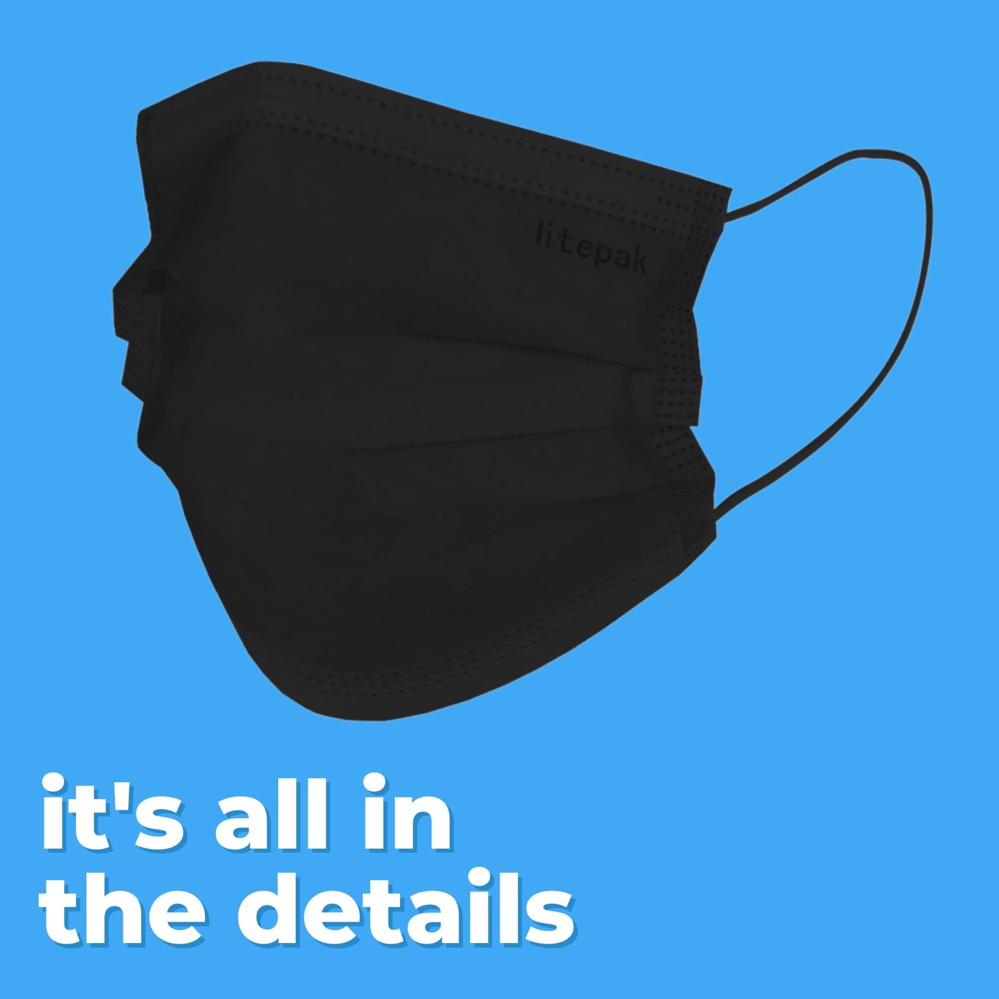 2,000pcs Disposable Face Masks- 3 Ply Breathable Mask For Adults - Black (40 Packs of 50)