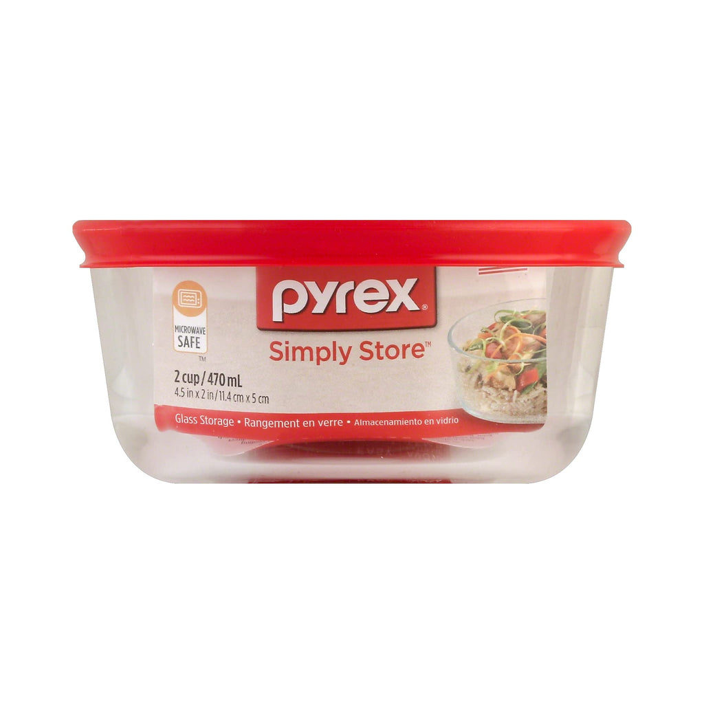 Pyrex Simply Store 2-Cup Single Glass Food Storage Container with Plastic Lid