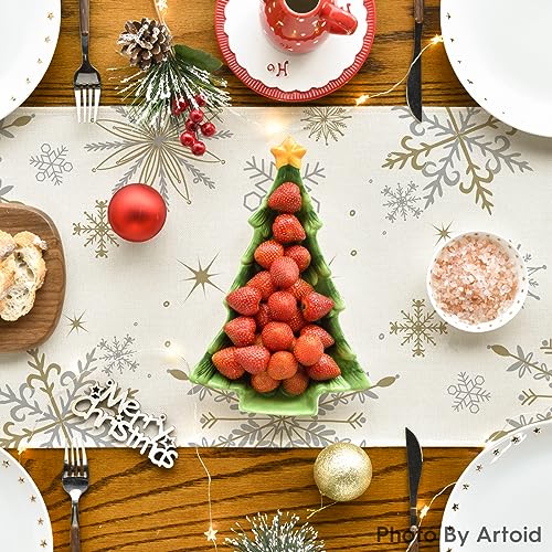 Snowflakes Winter Table Runner 13x72 Inches Beige Home Decor Party Accessory