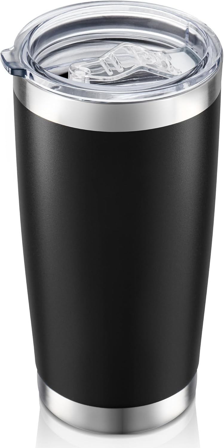 Skiennix 20 Oz Stainless Steel Insulated Tumbler - Double Wall Vacuum Coffee Mug in Black