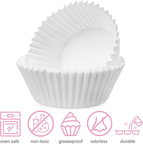 LotFancy Cupcake Liners - 500 Count Greaseproof Paper Muffin Wrappers | No Smell, 2-Inch Bottom Width