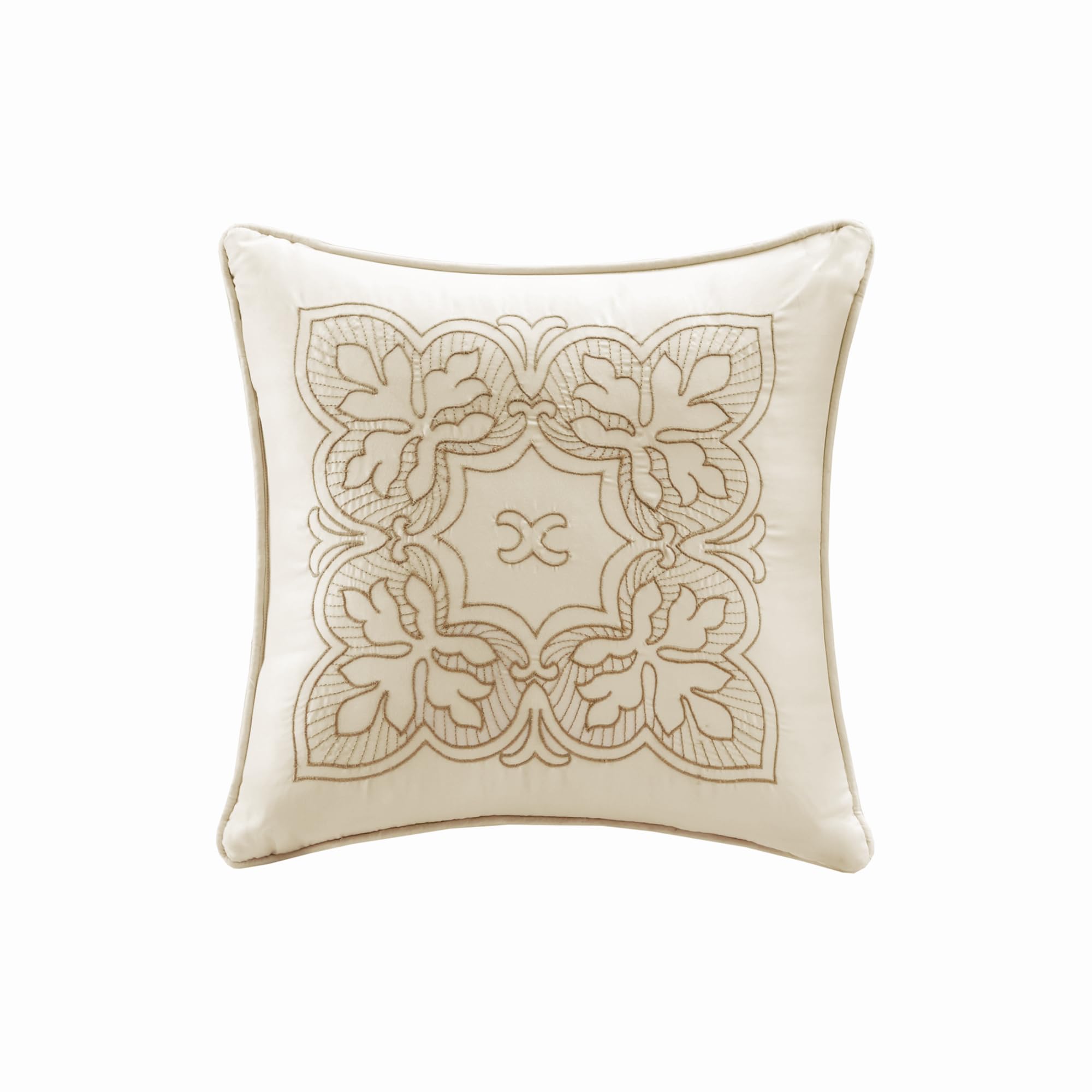 Madison Park Daybed Cover Set Damask Quilted Cover for Daybeds, All Season, Pre-washed Cotton-Filled Coastal Bedding with Scallop Edge, Shams, Bedskirt, Décor Pillows, Tuscany, Cream, 39"x75", 6 Piece