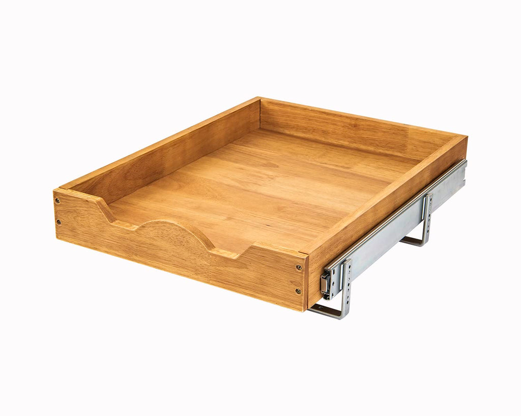 DINDON 1 Tier Pull Out Cabinet Organizer (11" W x 21" D) Single Tier Heavy Duty Sliding Wood Drawer Under Cabinet Shelf Organization Storage