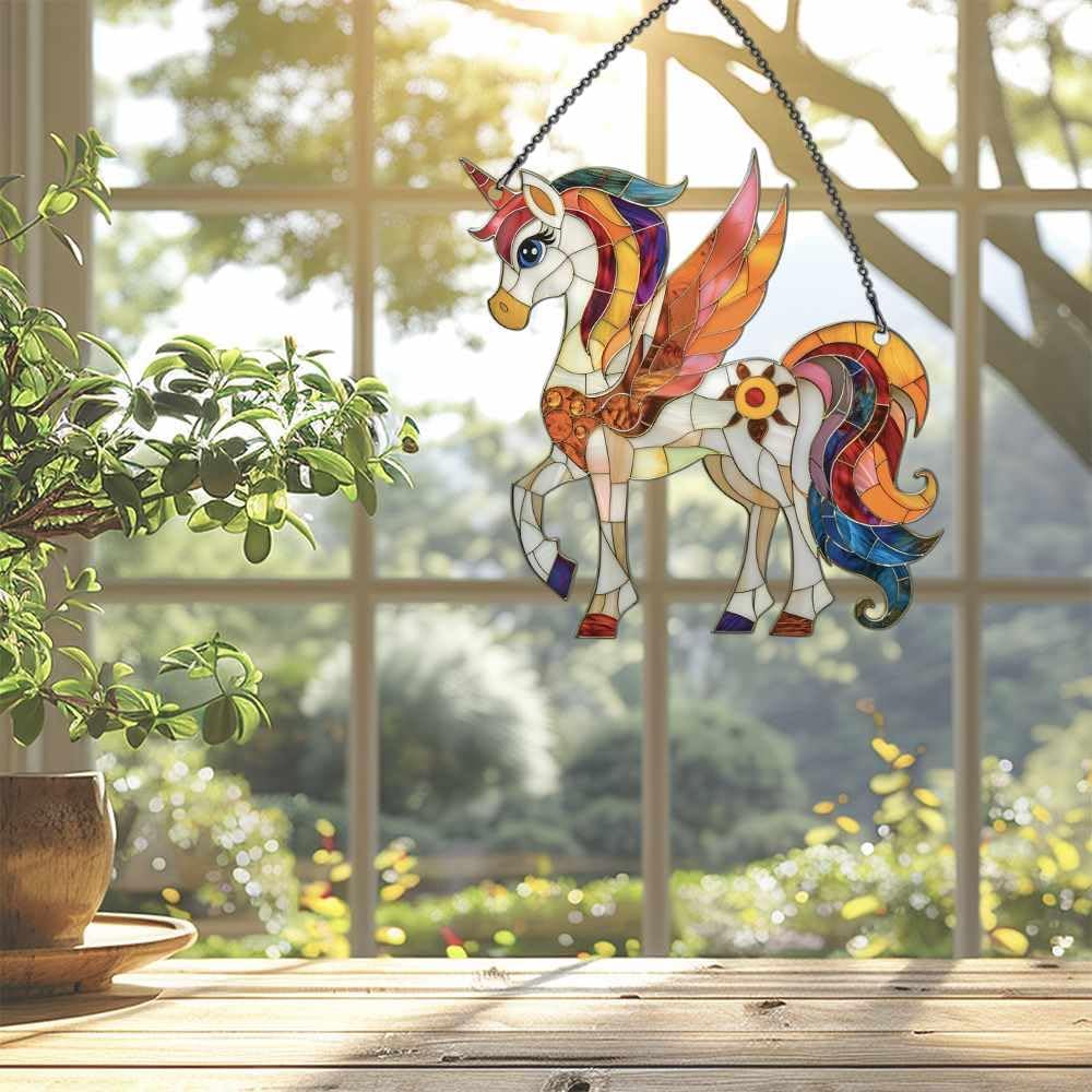Skiennix Unicorn Ornaments - Enchanting Window Decor for Unicorn Lovers | Acrylic Christmas Hanging Decoration