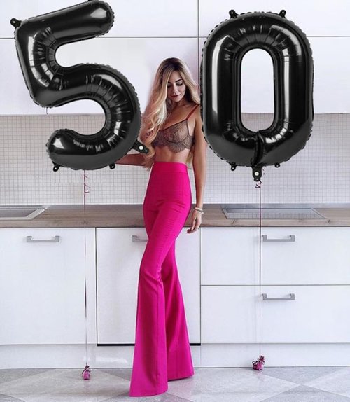 50 Balloon Number - Black 40 Inch Birthday Decorations | Big Digital Balloons for Weddings & Anniversaries