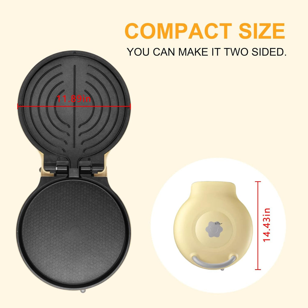 Bear 11.8'' Electric Smokeless Indoor Grill - 1500W Adjustable Temp Quesadilla Maker | Nonstick Pan for All Meals