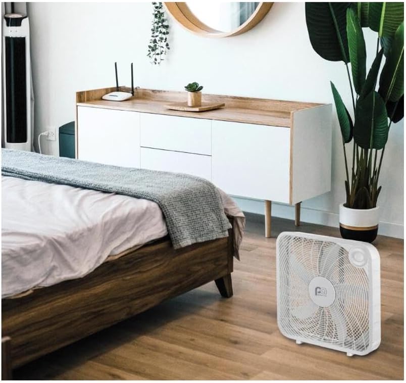 PerfectAire Box Fan - 20-Inch Height with 3 Speed Settings for Optimal Cooling