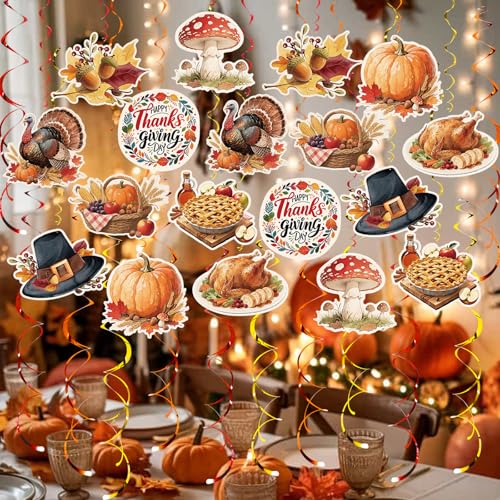 48-Piece Thanksgiving Hanging Swirl Decorations Set