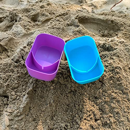 Beach Cup Holder with Pocket - Blue/Purple, 2 Pack Portable Coasters