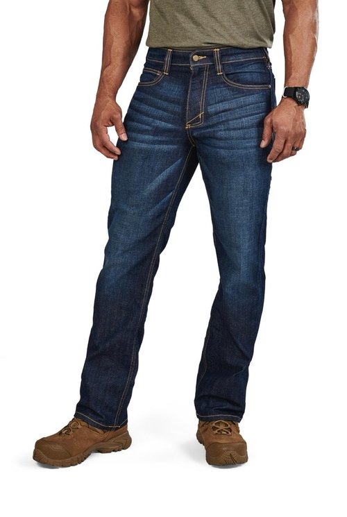 5.11 Tactical Men's Defender-Flex Regular Fit Jeans, 7 Pockets, Fitted Waistband, Style 74477, Dark Wash Indigo, 30W x 30L