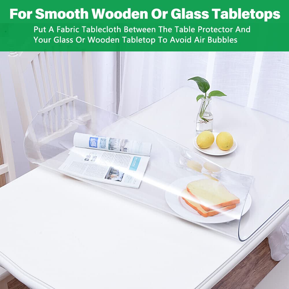 LinkGro 60 Inch Dia Round Clear Plastic Dining Room Table Protector PVC Tablecloth Cover Mat Vinyl Tablecloth Waterproof Wipeable Furniture Tabletop Pad Table Runner Protector for Coffee Desk
