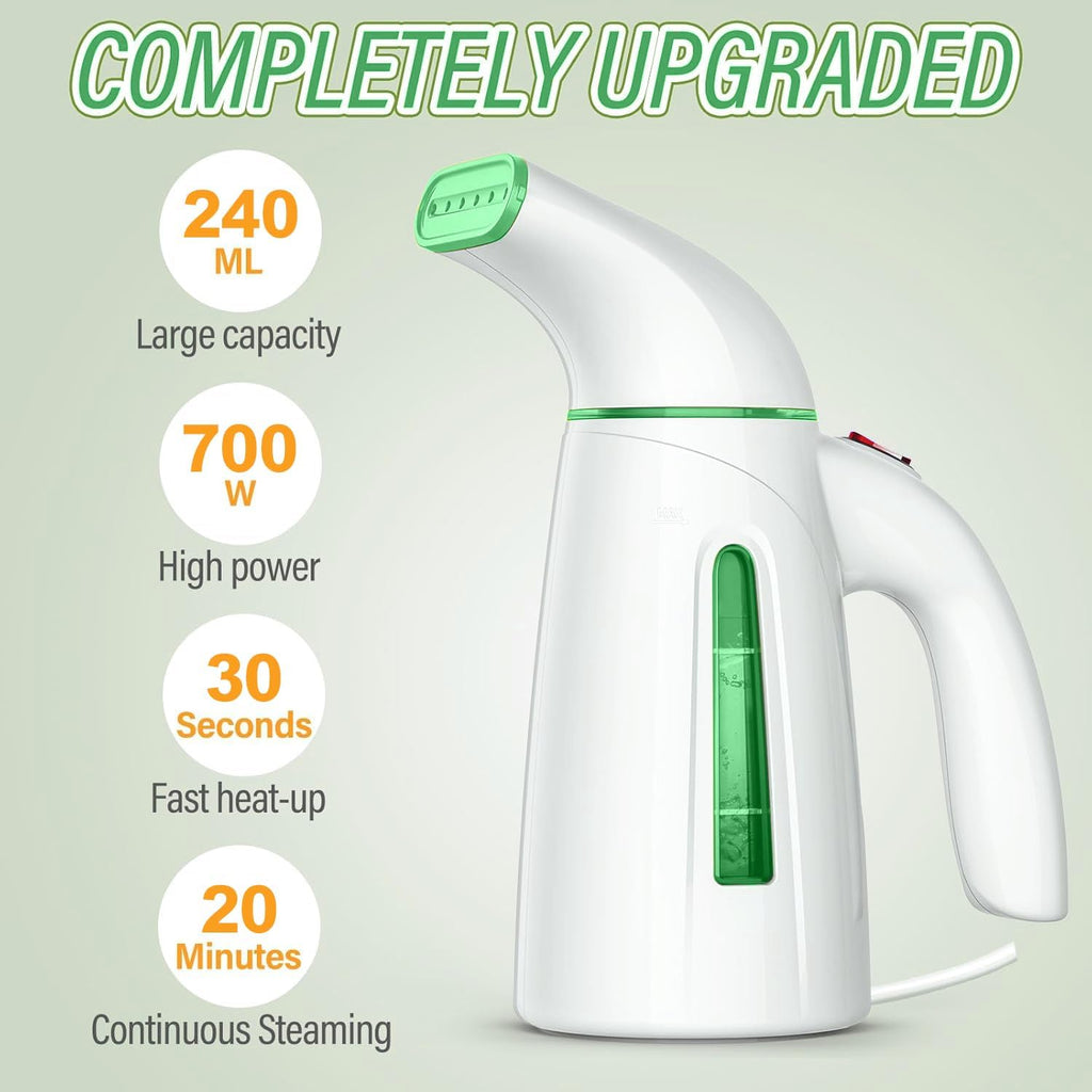 OGHom Portable Handheld Garment Steamer - 700W Fast Heat Up, 240ml Capacity, Soft Green