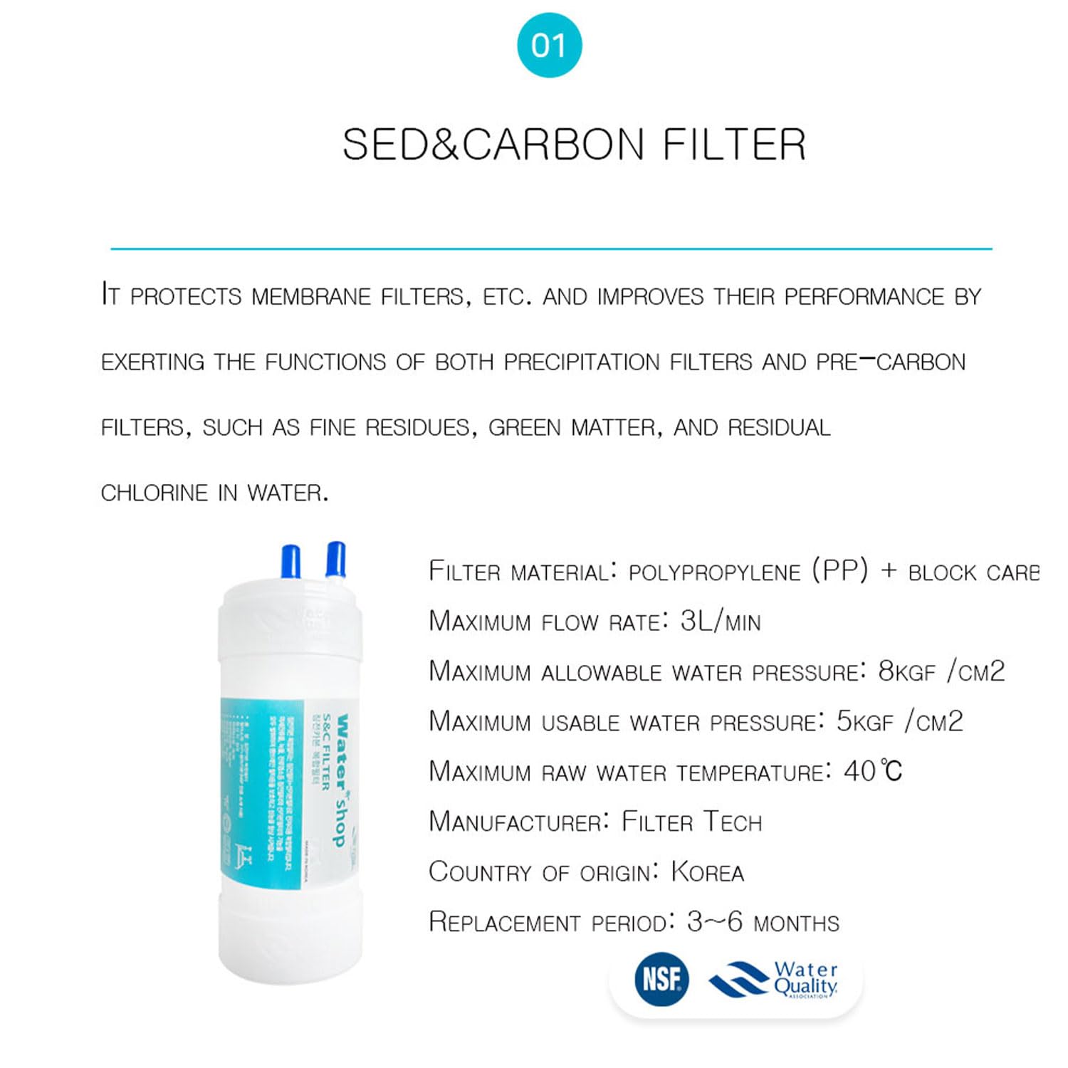 Filtertech filter for Cookoo Tankless Nano Filtration Water Purifier CP-MN031 Replacement Filters