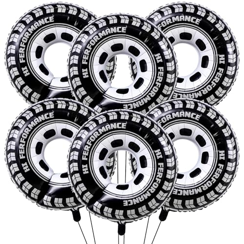 30-Inch Tire Balloons - 6PCS Race Car Party Decorations