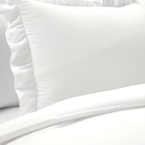 Lush Decor Reyna Ruffle Comforter Set - 2 Piece Twin Size Ruffle Comforter Set - Elegance for Dorm Room - Twin XL, Pure White
