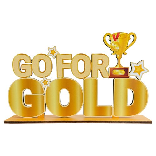 2026 Winter Sport Games Party Decorations Go For Gold Wooden Table Centerpieces 11.8 x 6.9 inch for Any Sports Themed Party Decorations Supplies