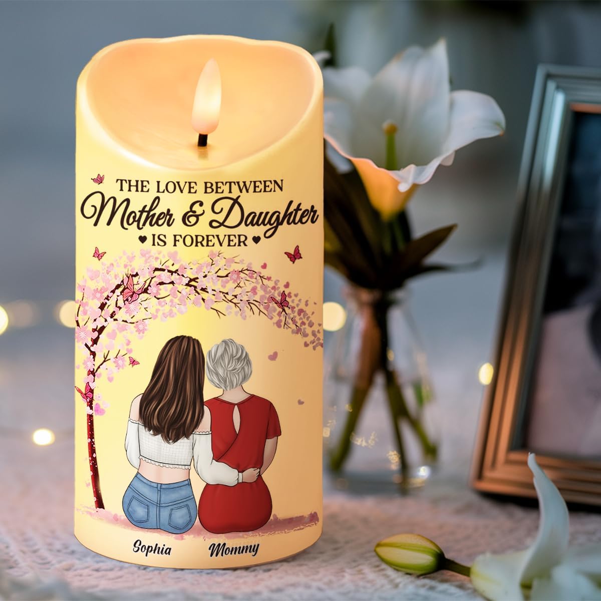 Regine Switzerland Personalized LED Flameless Candles - Mother & Daughter Gifts for Any Occasion