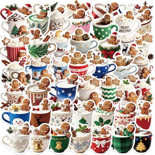 50 Pcs Gingerbread Man Stickers for Christmas Decor