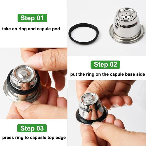 10Pcs Silicone Rings for Reusable Nespresso Pods Refillable Espresso Capsules Stainless Steel Coffee Pods Compatible for Nespresso Original Line Machines (10Pcs Silicone Rings)