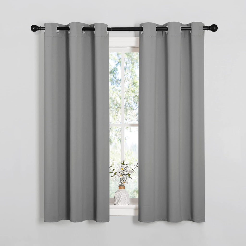 NICETOWN Blackout Curtains - Thermal Insulated Drapery Panels | Solid Ring Top, Silver Grey, 34 x 54 Inches (Set of 2)