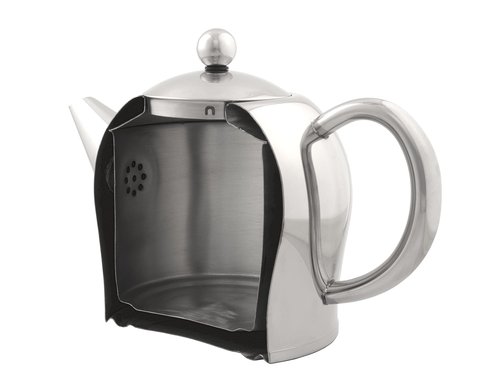 bredemeijer Santhee Double Walled Teapot, 0.5-Liter Stainless Steel Glossy Finish with Glossy Accents