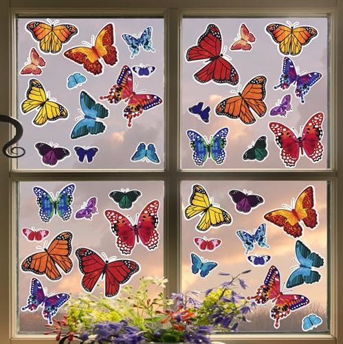 Iconikal 100 Count Butterfly Window Clings - Reusable Vinyl Decor