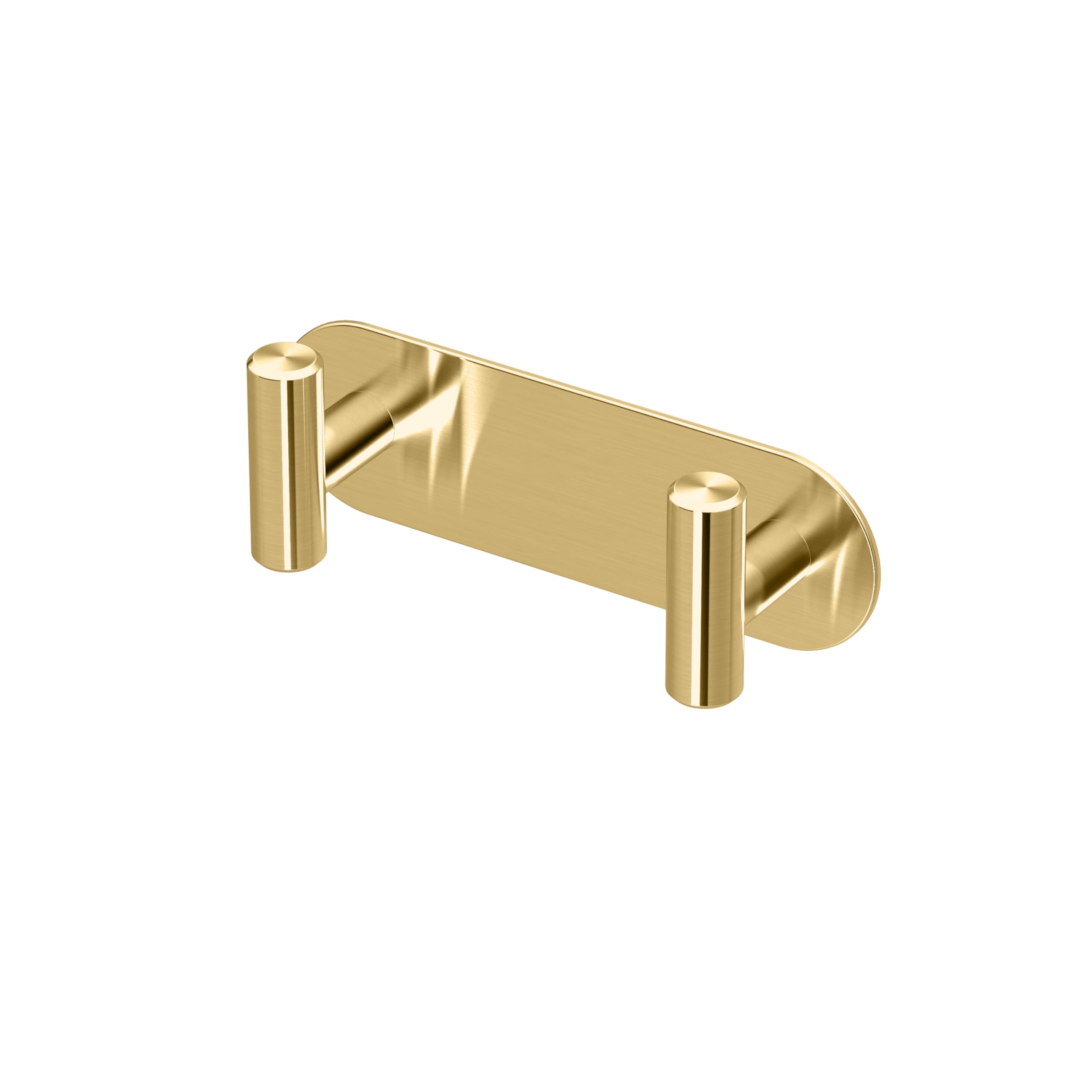 Gatco 1291B Latitude II 2 Hook Double Robe Hook, Wall Mounted Hook for Bathroom Towels & Robes, 6.5 Inch W, Brushed Brass, Premium Brass