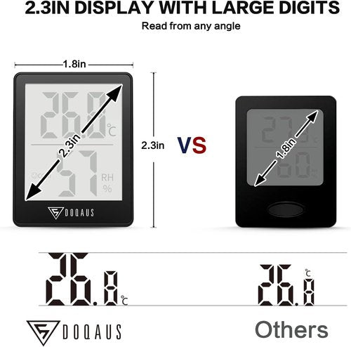 DOQAUS Digital Hygrometer | Accurate Indoor Thermometer with 5s Fast Refresh - Black for Home & Office