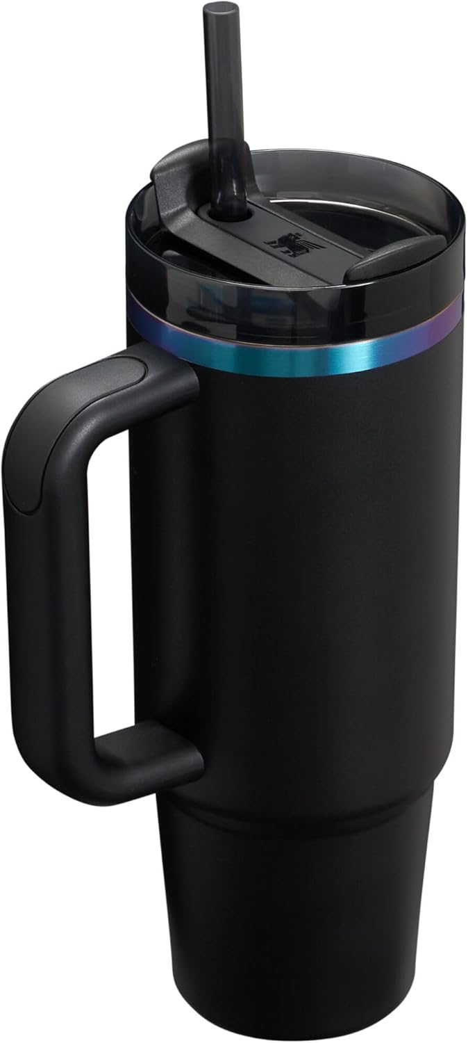Stanley Quencher H2.0 Tumbler - 30 oz Insulated Stainless Steel Cup with Handle & Straw | Black Chroma