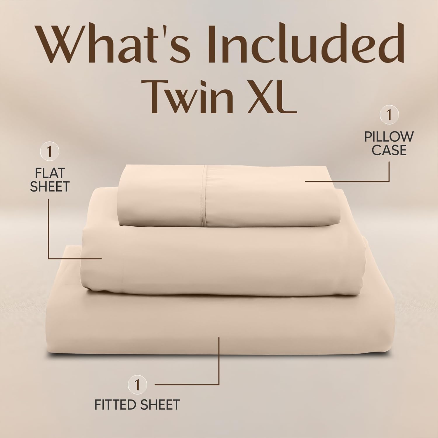 Utopia Bedding Twin XL Sheet Set - Soft Microfiber 3-Piece Bed Sheets in Beige | Oeko-Tex Certified