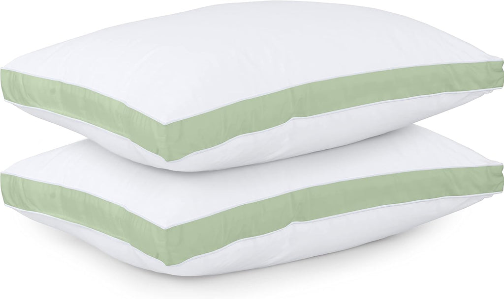Utopia Bedding Queen Size Bed Pillows - Cooling Gusseted Set of 2 in Sage Green for All Sleepers