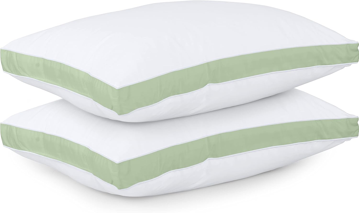 Utopia Bedding Queen Size Bed Pillows - Cooling Gusseted Set of 2 in Sage Green for All Sleepers