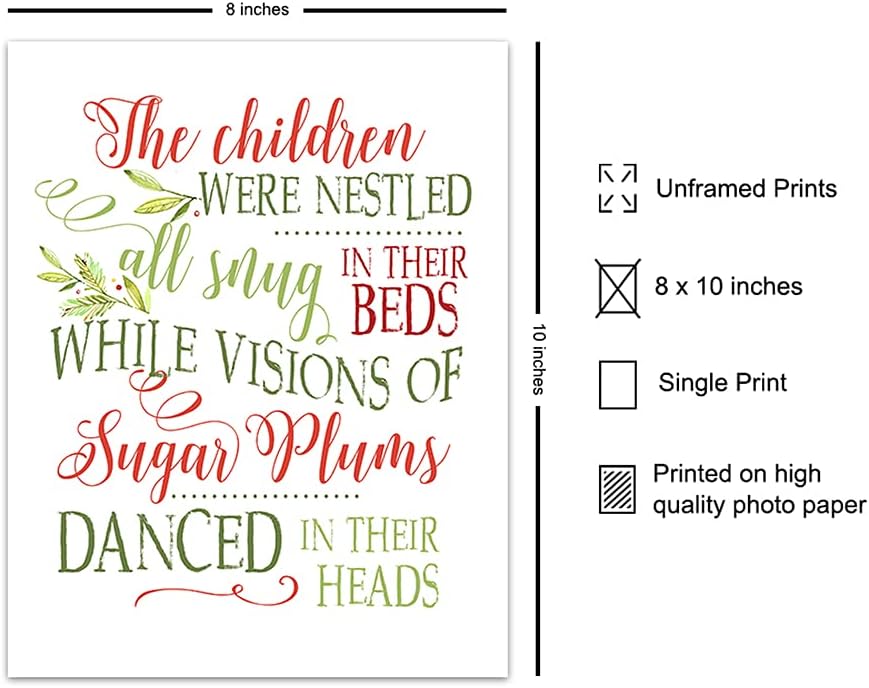 Regine Switzerland Twas The Night Before Christmas Wall Art - Cute Santa Claus Holiday Decor - Festive Home Decoration