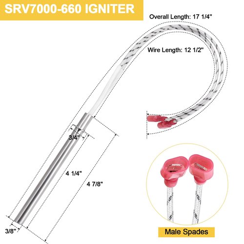Adviace SRV7000-660 Pellet Stove Igniter for Pelpro PP130, PP130-B, PP60, PP70, PPC90, TSC90 Pellet Stove, Pleasant Hearth PH35PS, PH50CABPS and Quadra-Fire Outfitter I Pellet Stoves Parts, 2 Pack.