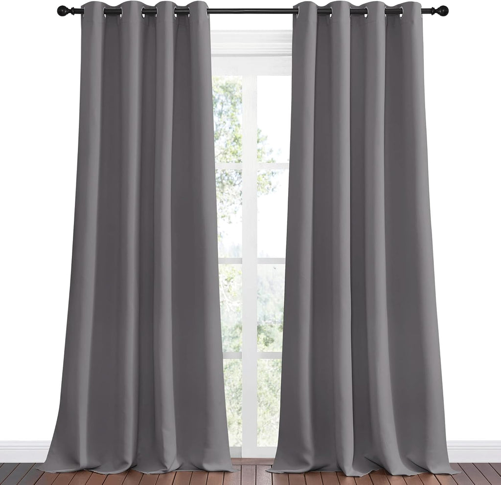 NICETOWN Blackout Curtains - Energy Saving Thermal Insulated Drapes | 55" x 108", Grey, 1 Pair
