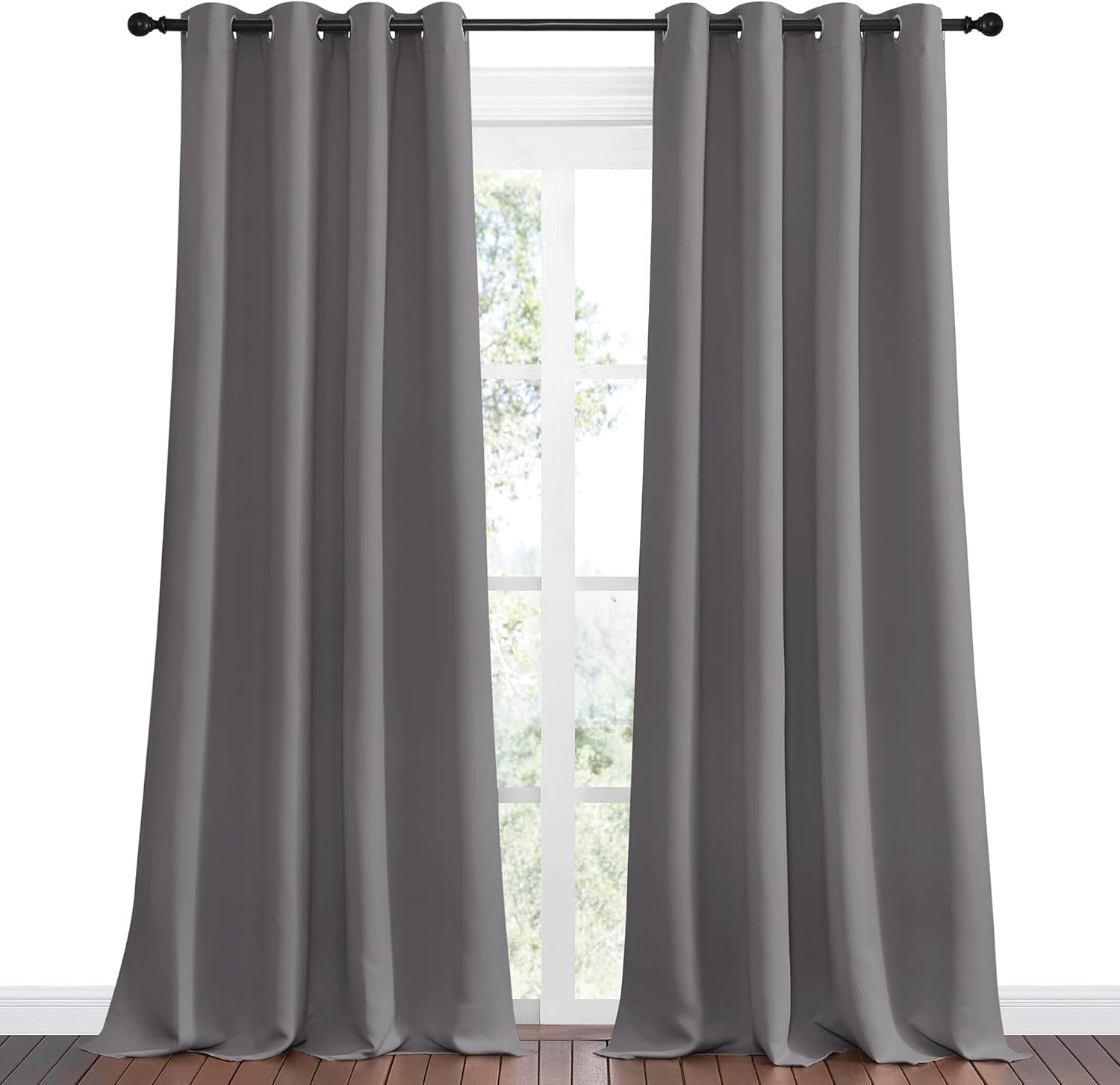 NICETOWN Blackout Curtains - Energy Saving Thermal Insulated Drapes | 55" x 108", Grey, 1 Pair