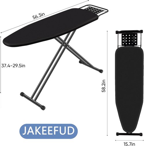 Jakeefud Full-Size Ironing Board - 15" X 47" with Heat-Resistant Cover & Adjustable Height