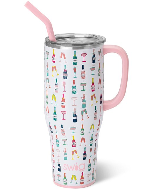 Swig Life 40oz Mega Mug, 40 oz Tumbler with Handle and Straw, Cup Holder Friendly, Dishwasher Safe, Extra Large Insulated Tumbler, Stainless Steel (Pop Fizz)
