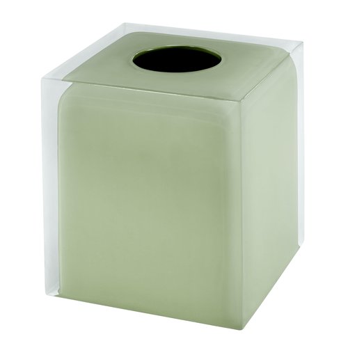 Izod - Tissue Box Cover, Clear Resin Countertop Accessories, Modern Bathroom Decor, Dorm Room Essentials (Marina Collection, Green)