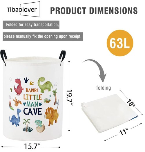 TIBAOLOVER Baby Laundry Basket Baby Nursery Hamper Kids Laundry Basket Toy Storage Bin for Boys Room Decor Gift Baskets for Bedroom Bathroom(Dinosaur)
