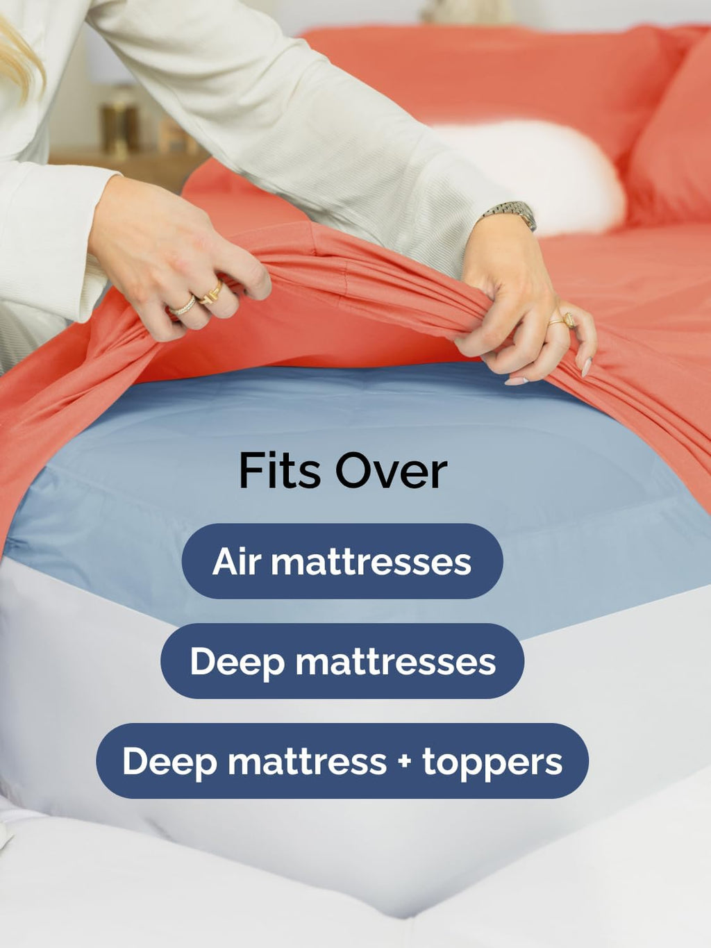 Skiennix Extra Deep Twin Sheet Set - 4 Piece Breathable Cooling Sheets - Luxurious Coral Bedding for All Ages
