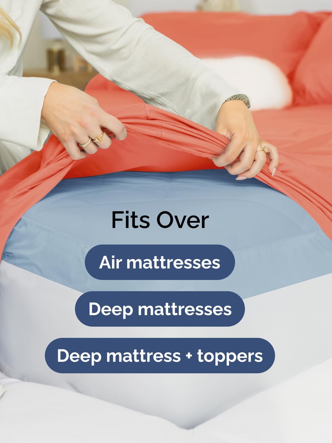 Skiennix Extra Deep Twin Sheet Set - 4 Piece Breathable Cooling Sheets - Luxurious Coral Bedding for All Ages