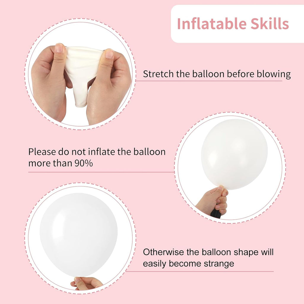 RUBFAC White Balloons - 129-Piece Set in Various Sizes for Engagement, Wedding, and Party Decor